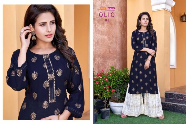 Tips & Tops Olio Festive Wear Fancy Kurti With Gharara